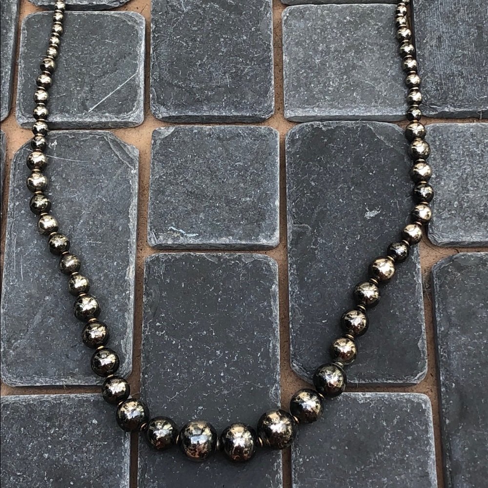 Black and gold metallic bead necklace